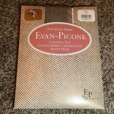 Vintage Evan Picone sheer control top pantyhose, color puddy, size: Long