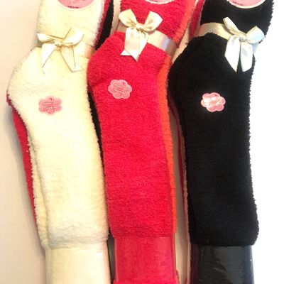 New 12 Pairs Women Knee High Colorful Fuzzy Socks 9 - 11 .