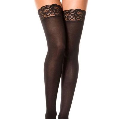 sexy MUSIC LEGS opaque THICK floral LACE tops THIGH highs STOCKINGS pantyhose