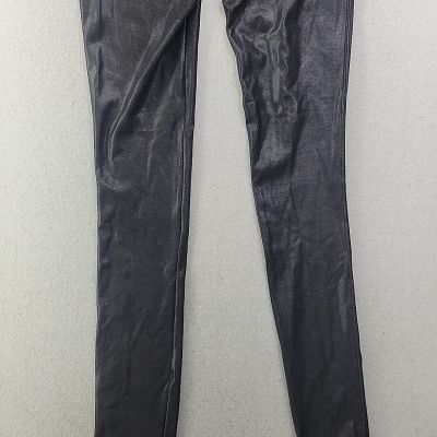 SPANX Women's M Black Shiny Faux Leather Legging Shaping Lifting MSRP $98