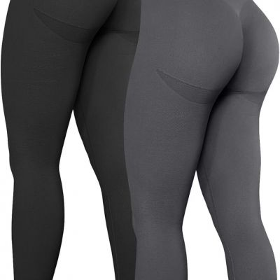 OQQ Women's 2 Piece High Waist Workout Butt Lifting Small, Black,darkgrey