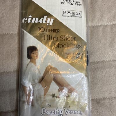 Cindy 10 Denier One Size Ultra Sheer Stockings French Navy New In Open Package