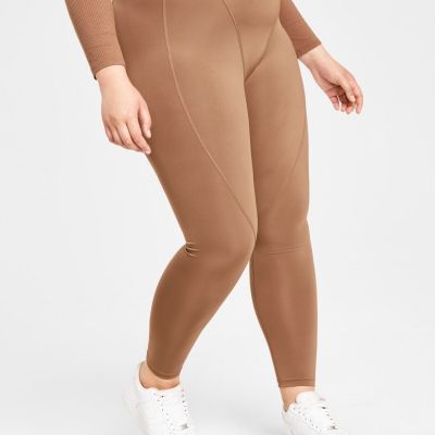 Jenni Style Not Size Women's Plus Size 1X Solid Ankle Leggings, Brown, NwT