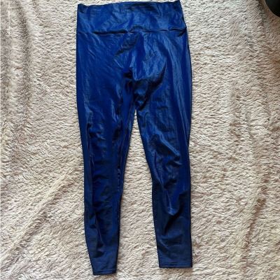 K-DEER blue wet look shiny leggings 2X