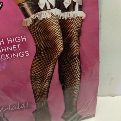 FRENCH MAID Thigh High Black Fishnet Stockings NIP One size fits most