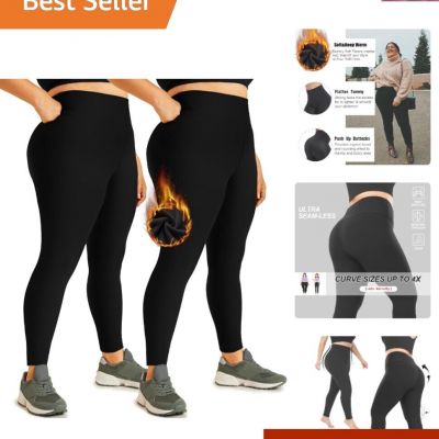 Ultra Comfort Plus Size Leggings 1X-4X – Non-See Through Fleece Yoga Pants