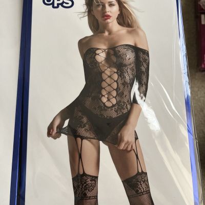 TOUCH UPS Fishnet Body Stocking One Size Black #TBS002 Lingerie Sexy New