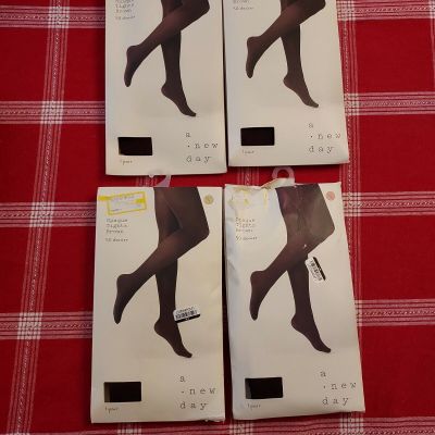 A New Day Opaque Tights 50 Denier Brown 2 Small 1 Medium 1 Large Lot of 4