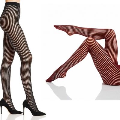 DKNY Women's Vertical Stripe Circle Net Tights DYF045