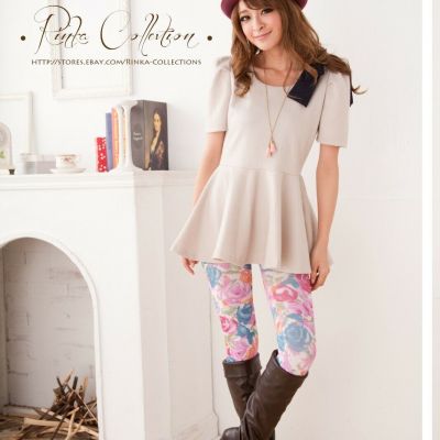 Sheer Tights with Floral Print- Rose Pattern