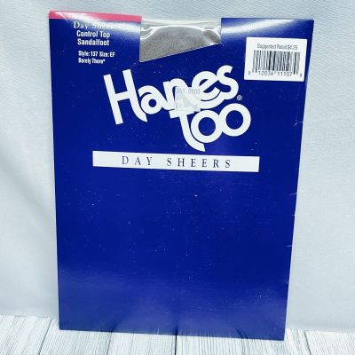 Hanes Too Control Top Sandalfoot Style I37 Size EF Barley There Pantyhose