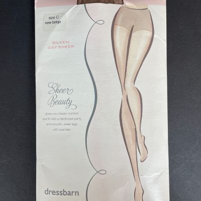 DressBarn Silken Control Top Sheer Beauty Pantyhose Size C New Beige NOS