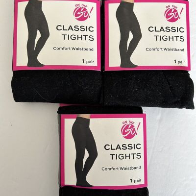 Classic Black40 Denier Tights On The Go Size Medium Opaque Lot Of  3