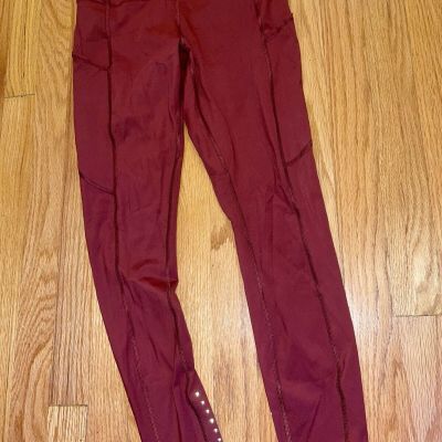 Women’s Burgundy Athletic Pants Size Extra Small Running Yoga Leggings Workout