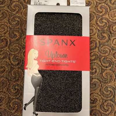 Spanx NWT Uptown Tight-End Body Shaping BLACK  & GOLD SPECK Tights Size B