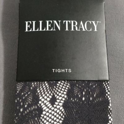 NIP Ellen Tracy Fashion Tights Romantic Floral Lace Grey Small Medium
