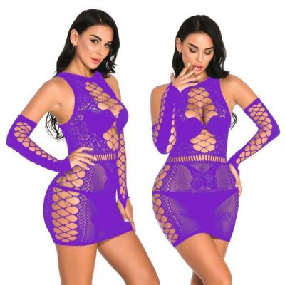 Lace Babydoll Lingerie Nightwear Sleepwear Bodysuit Body Fishnet Stocking A