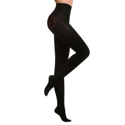 SANKOM-Black Pantyhose with Patented Shaper Second Skin Waist Control Size 3-4