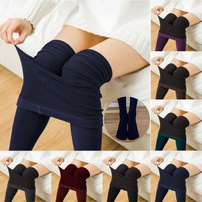 US Womens Velvet Pants Warm Winter High Waist Thick Winter Leggings Plus Size