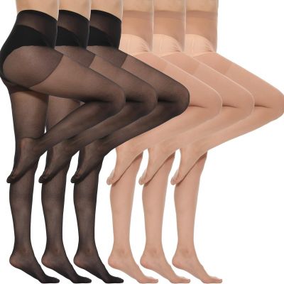 MANZI Pantyhose for Women Nylon Sheer Tights 6 Pairs 20Den
