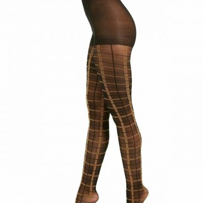 INC International Concepts Size:XSMALL/SMALL Windowpane-Plaid Tights Color:Black
