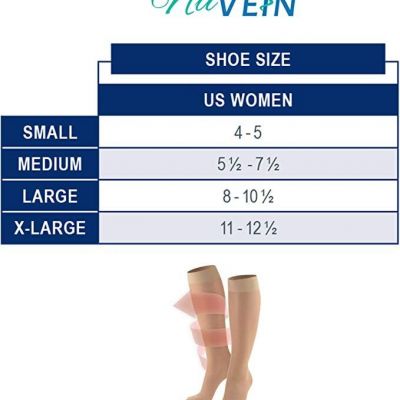 NuVein Light Strength Knee High Sheer Stockings for Women - Small - Navy - New