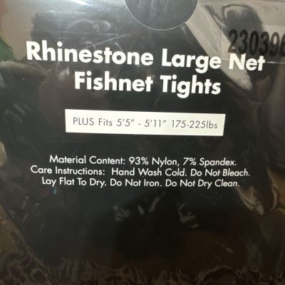 Rhinestone Large Net Fishnet Tights, Plus Size