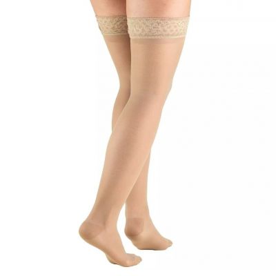Truform Womens LARGE Stockings Thigh High 15-20 mmHg NUDE- 1774ND-L Leg Health