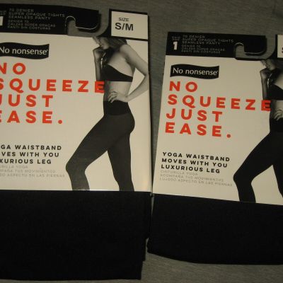 No Nonsense yoga waistband opaque tights black S-M small-medium seamless panty