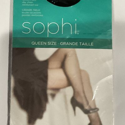 1 SOPHI By Sophisticated Miss Day Sheer Reinforced Toe Pantyhose Queen SZ; BLACK