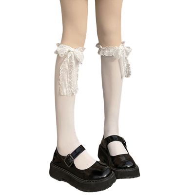 1 Pair Female Stockings Bow Keep Warm Stretch Lolita Stockings Sexy