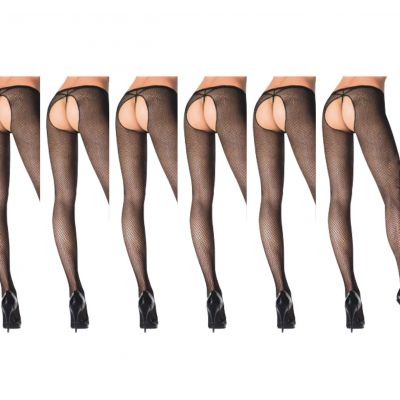 Lady Sexy Pantyhose Hollow Out Fishnet Sheer Tights High Stockings Black 6PCS