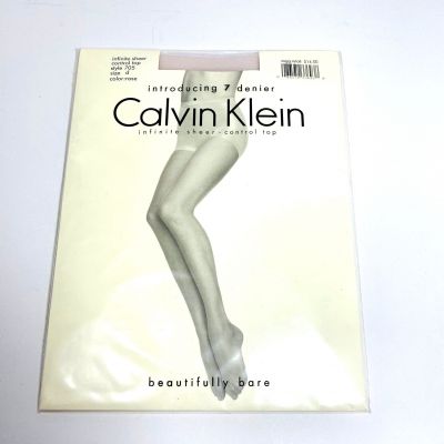 Calvin Klein sheer control top panty hose stockings style 705 size D color Rose