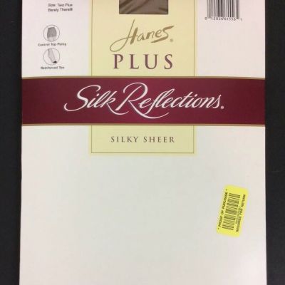 Hanes Silk Reflections Pantyhose 2X Barely There Control Top Reinforced Toe