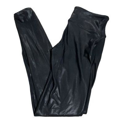 SPANX Faux Leather Leggings Women's M Black Shiny Coated Shaping Pants Slim