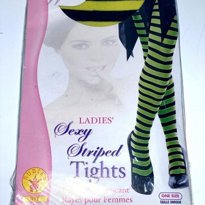 SECRET WISHES Ladies Sexy Yellow & Black Striped Tights ONE SIZE