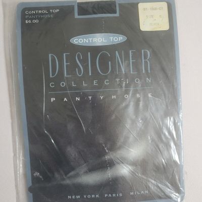 Gina Hosiery Mills Designer Collection Control Top Pantyhose Womens Size C Black