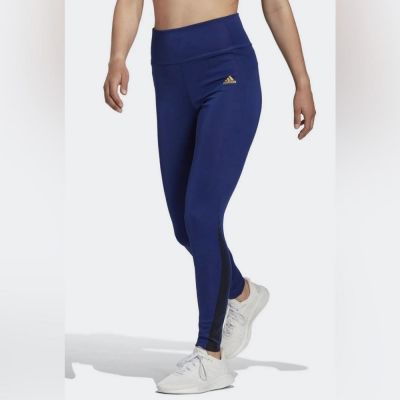 NWT Adidas Women's Beat The Heat Aeroready Leggings- Blue/Gold/Black Size 3X