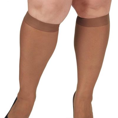 MeMoi 2 Pairs Ultra Sheer Plus Size Curvy Knee High Stockings