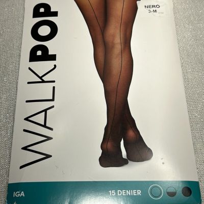 Walk Pop Legwear Tights Black 15 Denier Sheer IGA Womens Size 3-M