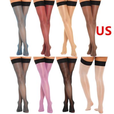 US Women Long Stocking Ultra-thin Socks Sheer Nylon Thigh High Over Knee Hosiery