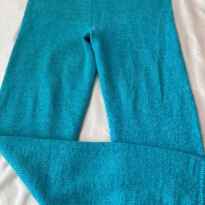 100perc Cashmere Handmade Blue Soft Thermal Knitted Pantyhose Tights Women's S M