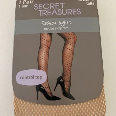 NWT SECRET TREASURES Size 4 Nude Fishnet Pattern Control Top Fashion Tights