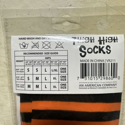 Thigh High Orange Black Stripe Stockings Socks Black Goth Punk Emo Dress Up Sexy