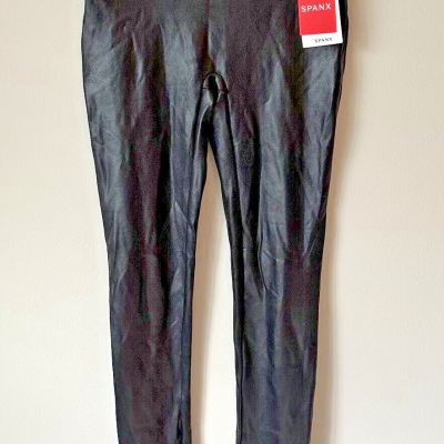 SPANX Faux Leather Leggings Black Stretch Women’s Size S Small Moto Skinny New