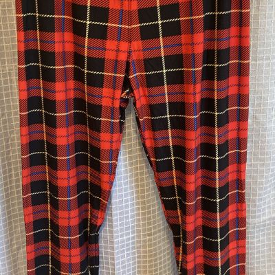 NEW IN PACKAGE LEGGINGS DEPOT WOMENS HOLIDAY PLAID FASHION LEGGINGS XL RED/BLK O