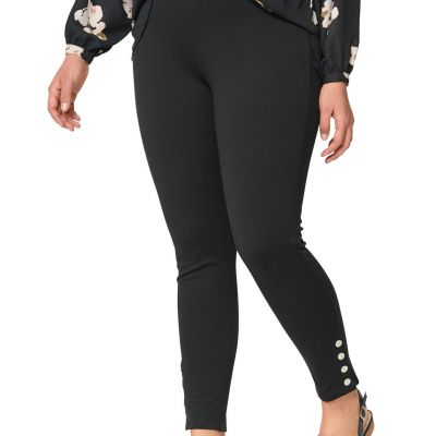 ellos Women's Plus Size Snap-Hem Ponte Leggings