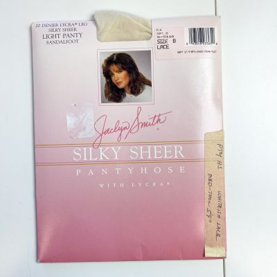 Vintage Jaclyn Smith Silky Sheer Pantyhouse Lycra - Lace Ivory - Size B