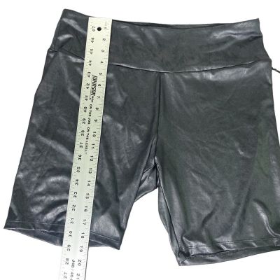 Ava & Viv Black Faux Leather High Waist Shorts Women Plus Size: 1X (16W/18W) NWT