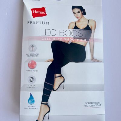 Hanes Premium Leg Boost Cellulite Smoothing Compression Footless Tight XL Black